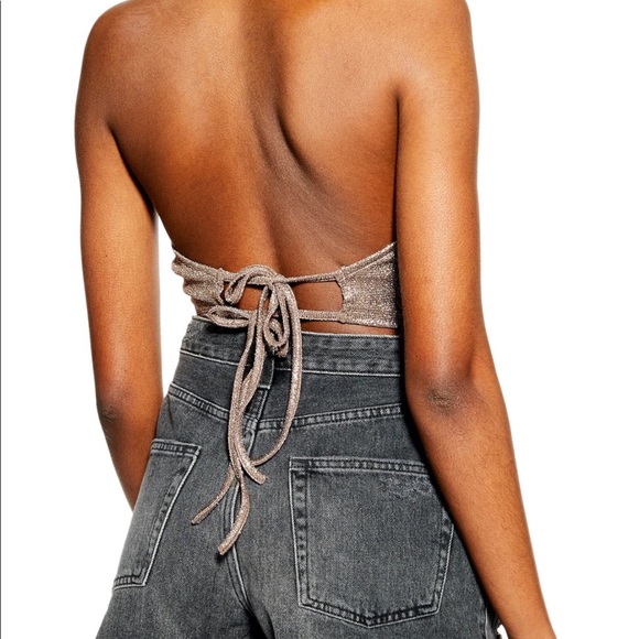 TopShop Sparkly Hanky Halter Neck Top - Picture 2 of 5